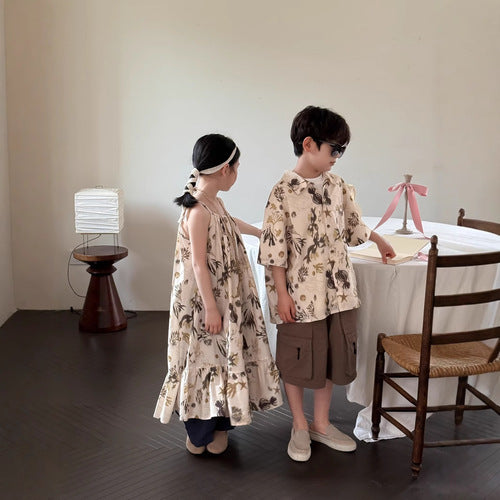 【25/夏】【店舗販売/即日発送】総柄ロングキャミワンピース