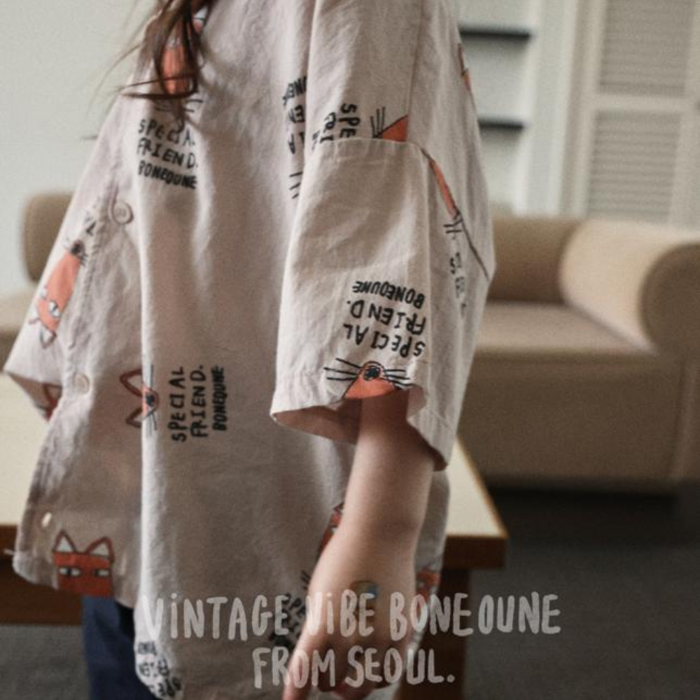 【26/夏】【店舗販売/即日発送】きつね柄ボーリングシャツ