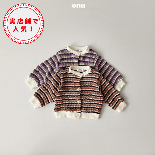 【25/秋】【店舗販売/即日発送】薄ニット総柄カーディガン