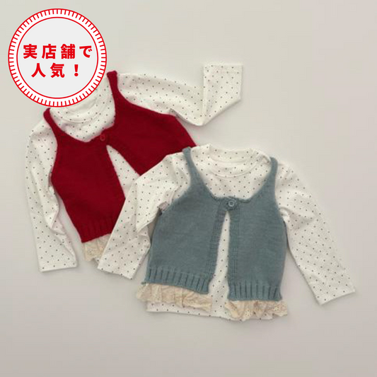 【25/秋】【店舗販売/即日発送】レイヤードニットビスチェカットソー