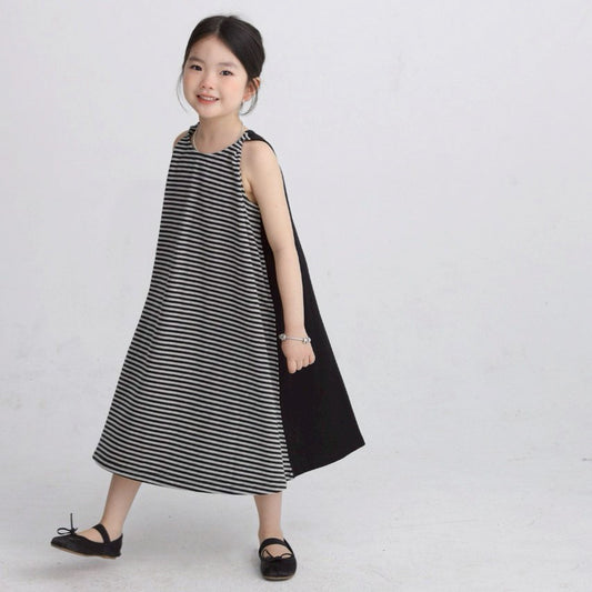 【25/夏】【店舗販売/即日発送】ノースリきりかえボーダーワンピース