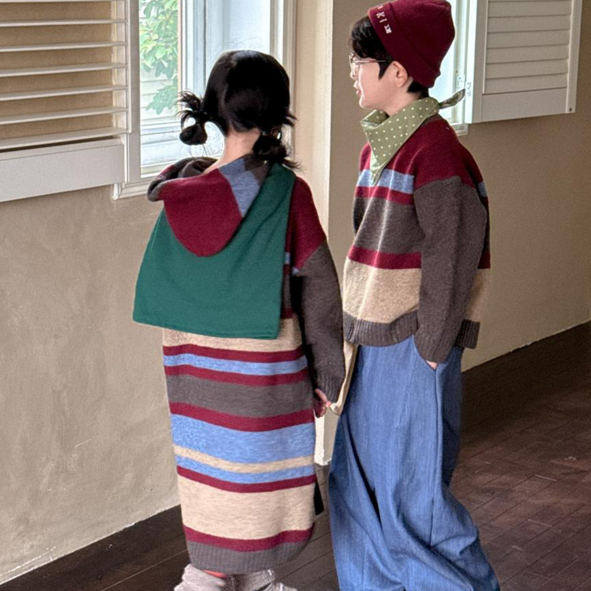 【25/冬】【店舗販売/即日発送】変則ピッチニットフードワンピース