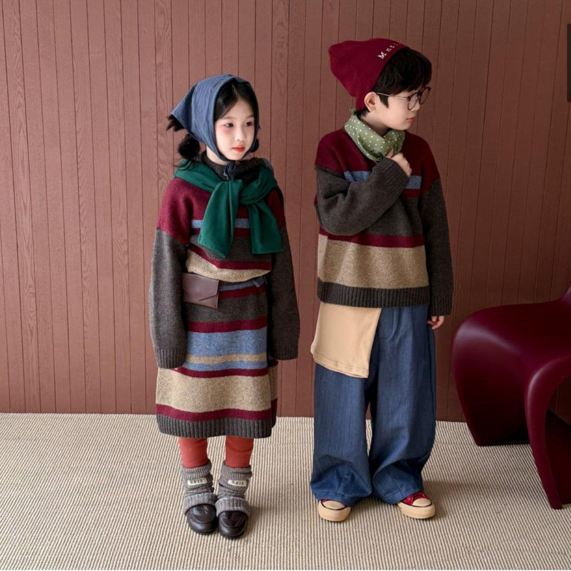 【25/冬】【店舗販売/即日発送】変則ピッチニットフードワンピース