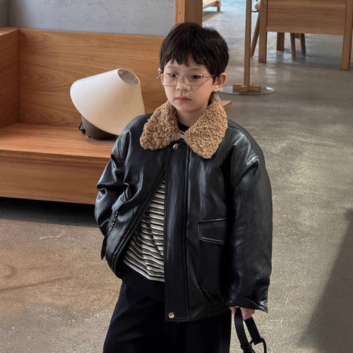【25/冬】【店舗販売/即日発送】ボア襟フェイクレザージャケット