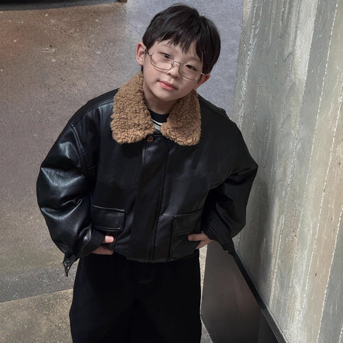 【25/冬】【店舗販売/即日発送】ボア襟フェイクレザージャケット