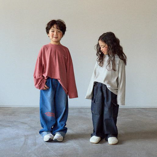 【25/秋】【店舗販売/即日発送】刺繍ロゴステッチデニムパンツ