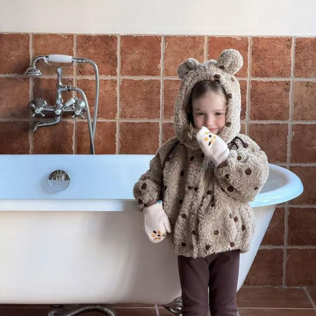 【25/冬】【店舗販売/即日発送】熊耳もこもこドット柄アウター