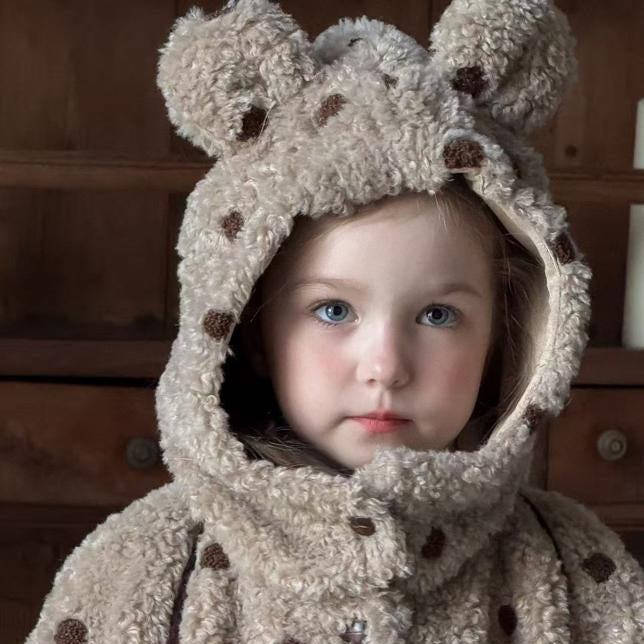 【25/冬】【店舗販売/即日発送】熊耳もこもこドット柄アウター