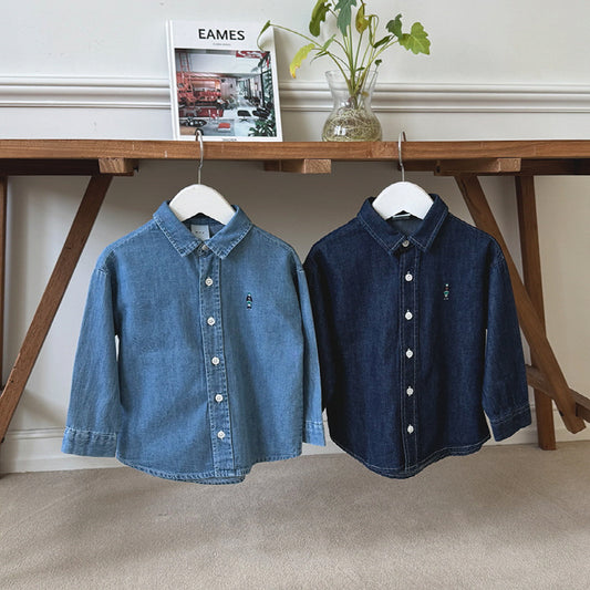 【25/冬】【店舗販売/即日発送】ワンポイントロゴダンガリーシャツ