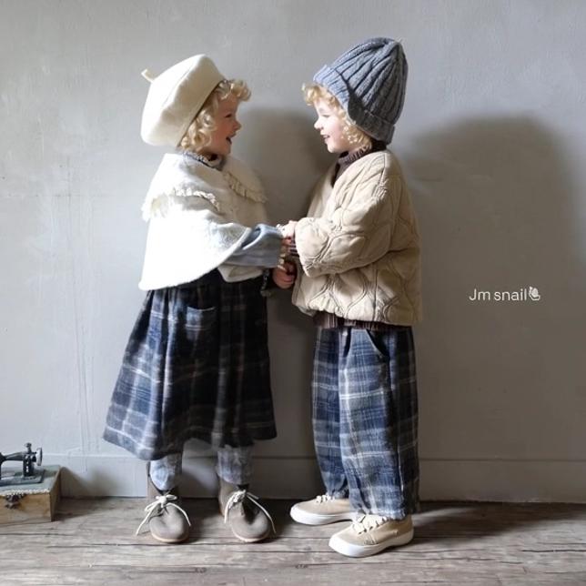 【25/冬】【店舗販売/即日発送】チェック柄起毛パンツ