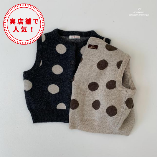 【25/秋】【店舗販売/即日発送】ドット柄ニットベスト