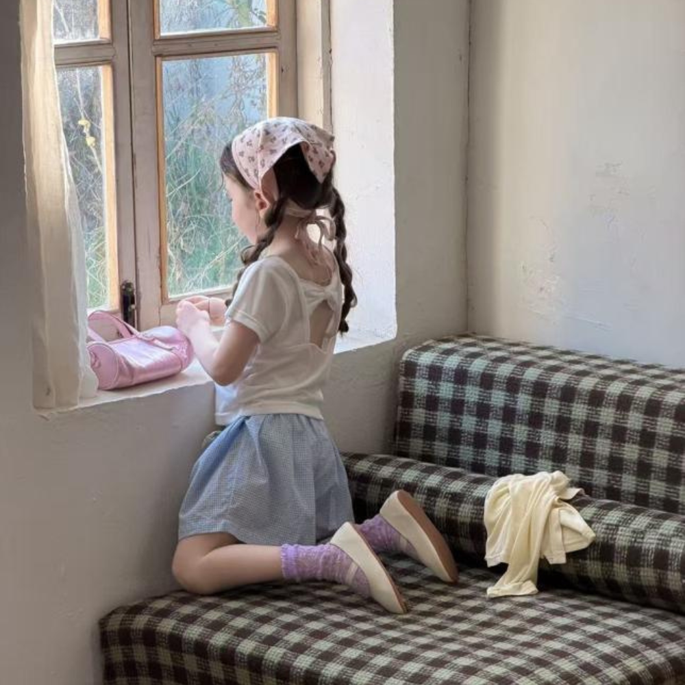 【26/夏】【店舗販売/即日発送】チェック柄リボンパンツ